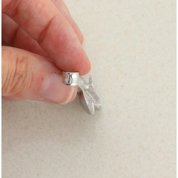 Pendant Only Large 14k White Gold Black Pearl Plumeria Flower Pendant - Picture 6 of 6